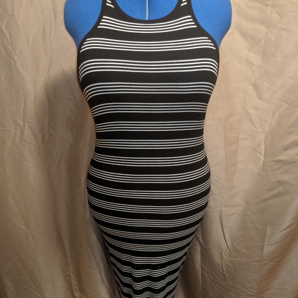 Striped bodycon midi dress